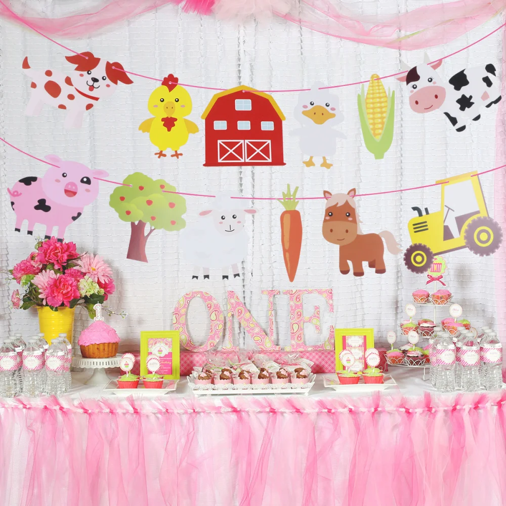 

Farm Theme Party Banner Animal Molding Cartoon Bunting Decoration Paper Hanging Banner for Birthday Party