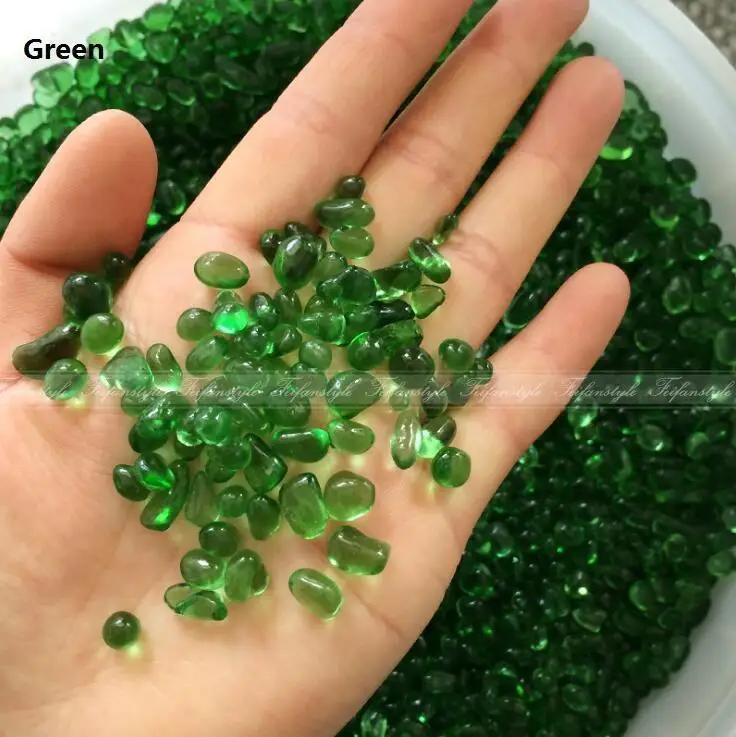Drop Shipping 50g K5 Blue Green Red Glass Gravel Stone Color