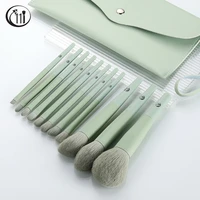 kosmetyki green natural hair travel makeup brushes set bag powder eye shadow blush base make up beauty cosmetic tools maquiagem