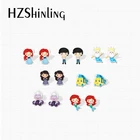 2021 Новое поступление Kawaii Маленькая Русалочка Ариэль принцесса персонажи ручной работы эпоксидная смола акриловые серьги-гвоздики