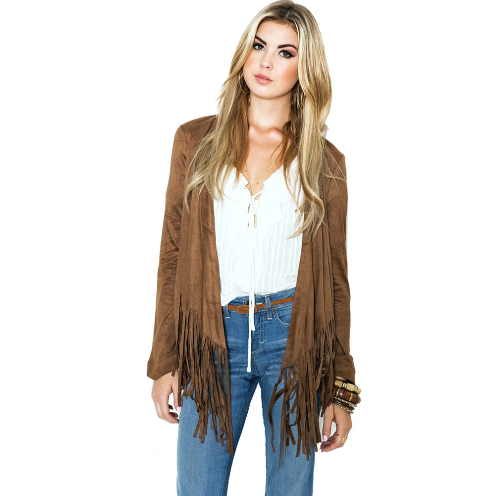 

Cardigan Spring Solid Daily Casual Tassels For Women Hem Long Sleeve Fall Coat