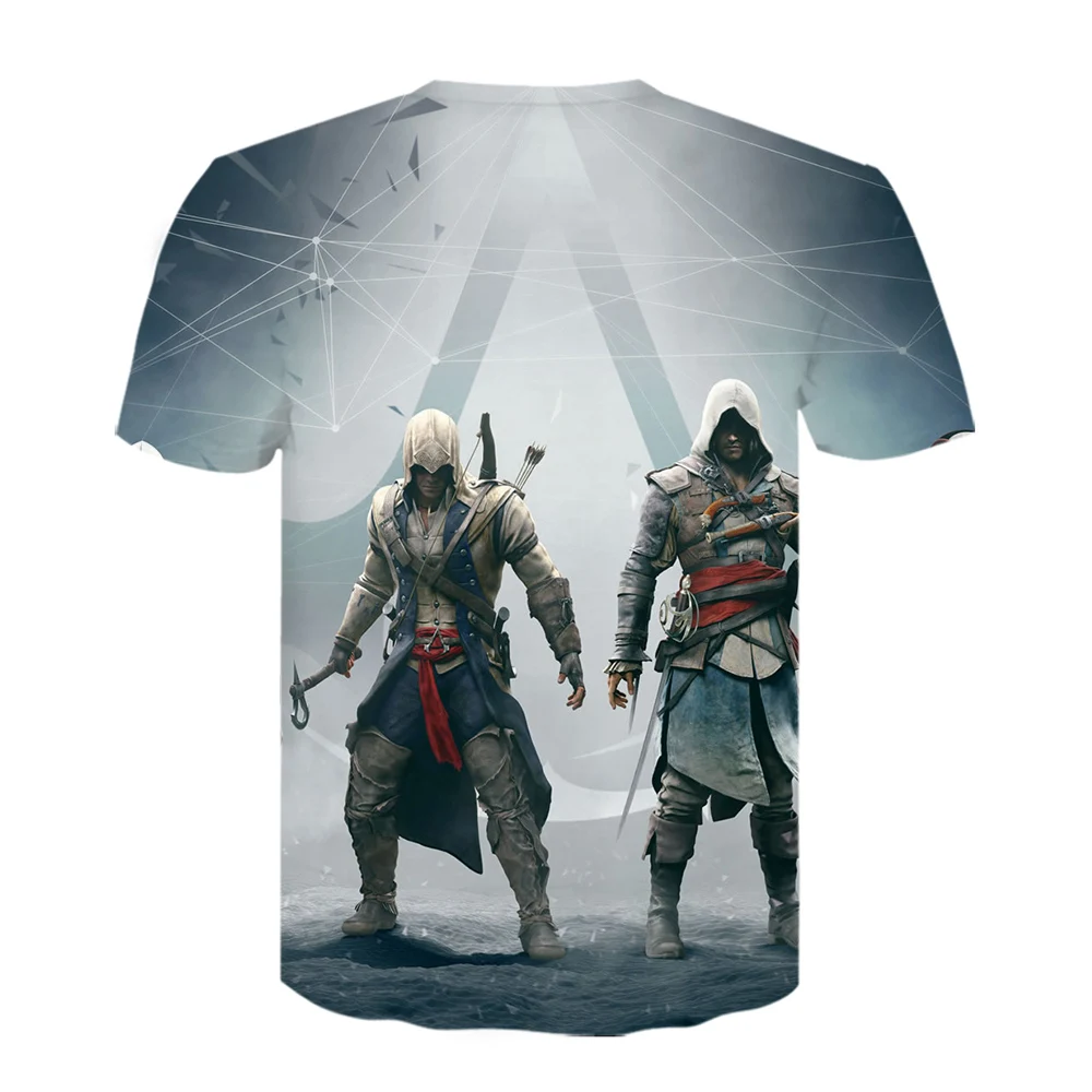 Повседневная мужская Assassins Creed футболка Веселая футболка с короткими рукавами с 3D принтом летние футболки в стиле хип-хоп белая рубашка мужские рубашки