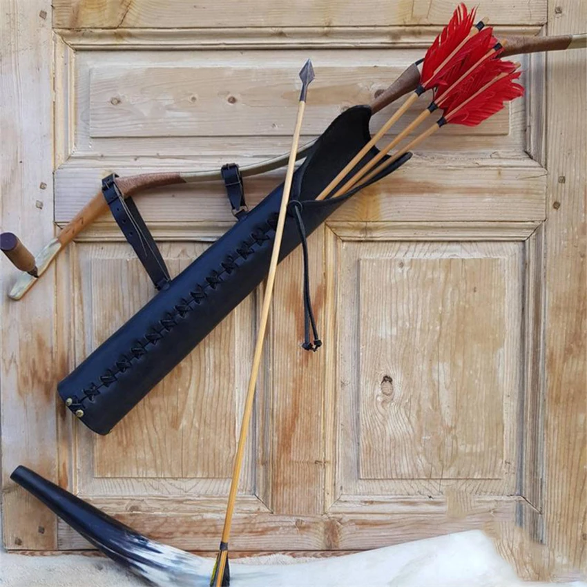 

Medieval Archery Arrow Sleeve Costume Accessories for Men Adjustable Shoulder Straps with Cross Straps Shoot Hunting Side Quiver