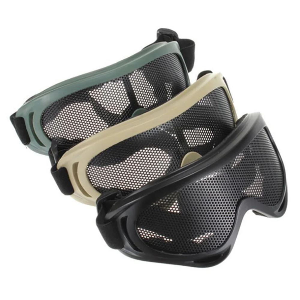 

Outdoor Goggle Safety Tactical Mountaineering Hiking Cycling Metal Mesh Glasses Goggle Eye Protective Survival Tool 3Color