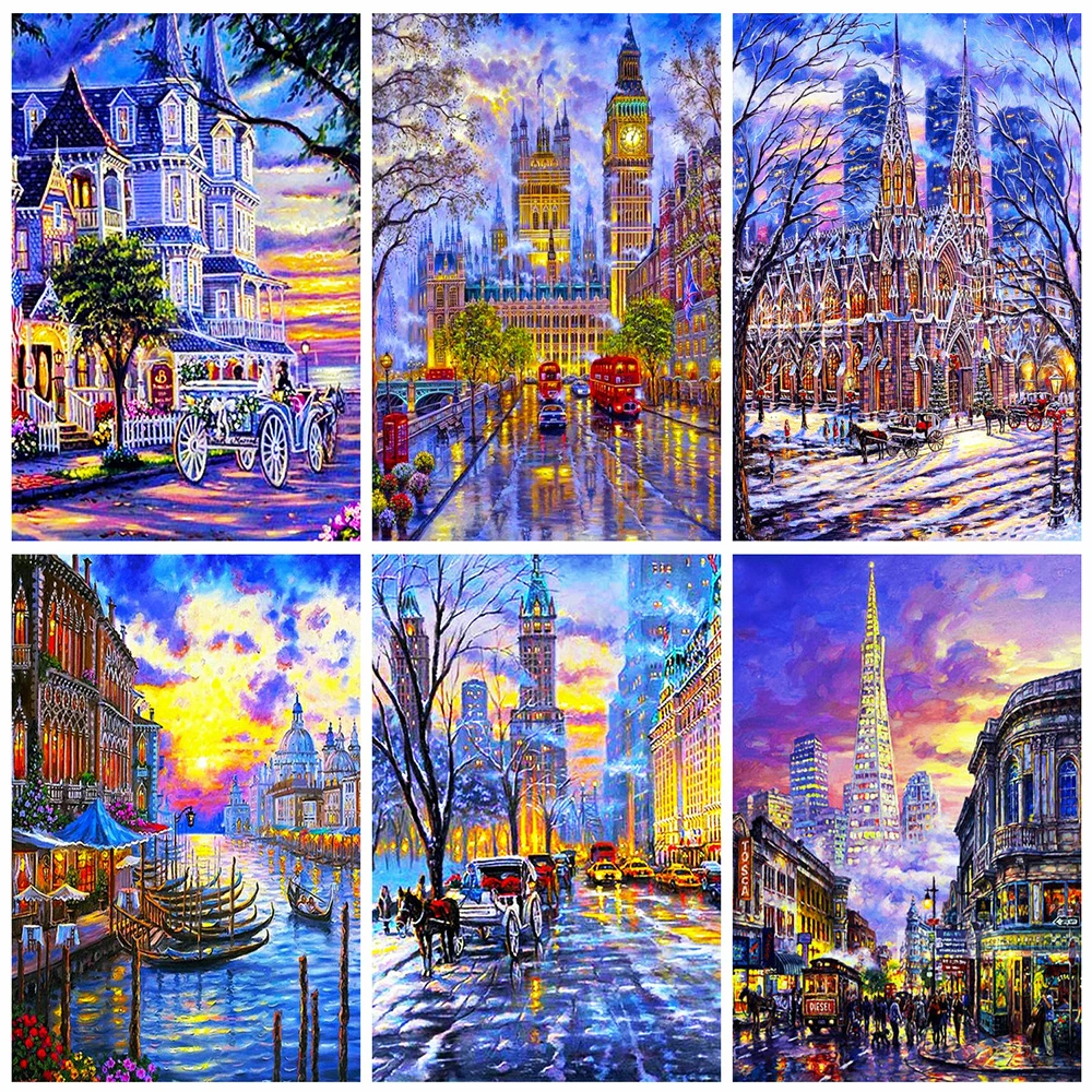 

Evershine Diamond Painting Street 5D DIY Rhinestones Art Diamond Embroidery City Landscape Cross Stitch Mosaic Home Decoration