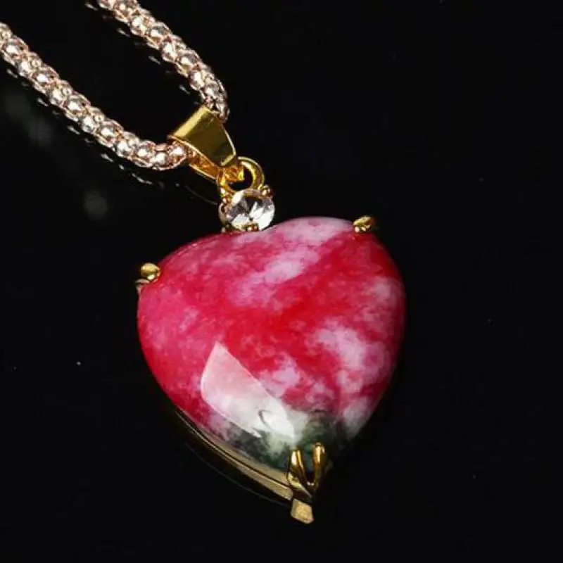 

Natural Peach Blossom Jade Heart Pendant Necklace Women Jewelry Genuine Jades Charms Necklace Lucky Amulet Girlfriend Mom Gifts