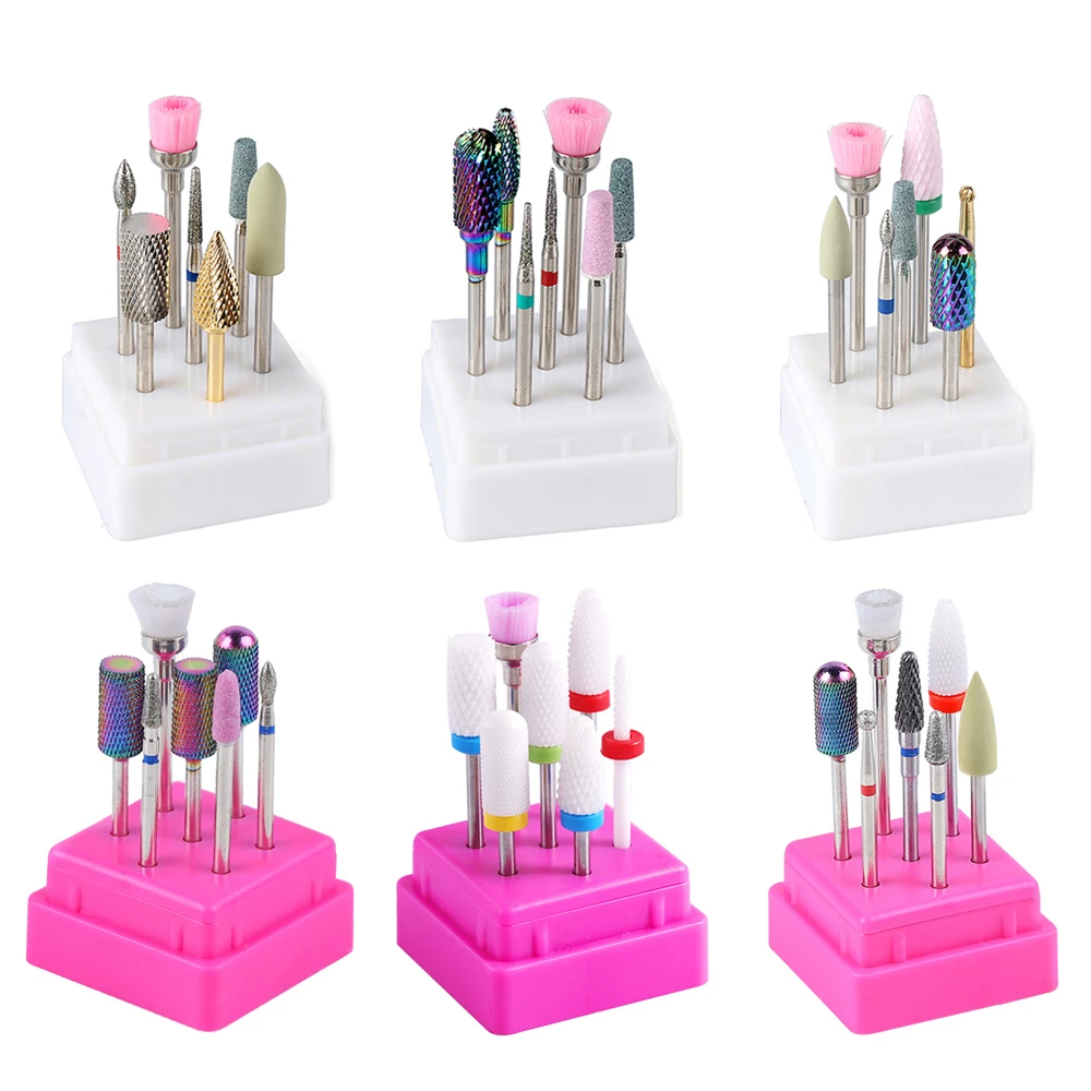 Набор керамических фрез для ногтей 7 шт. с коробкой фреза маникюра буферные