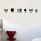 Музыкальный знак, настенная наклейка, кинопроигрыватель, стоп-Наклейка на стену для школы, музыкальной комнаты, Кнопочная Наклейка на стену, виниловый Декор PH872