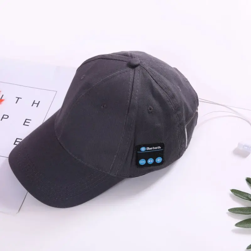 Серый Беспроводные наушники Bluetooth наушники для Bluetooth музыкальная Кепка для мужчин/женщин Открытый Отдых громкой связи бейсбольная шляпа - Цвет: Серый