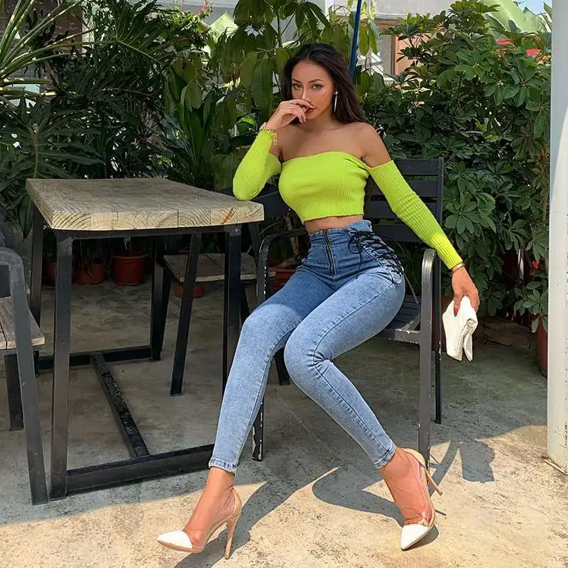 High Waist Hips Tight Jeans Female Sense Europe And The United States 2020 Spring and Summer Slim Feet Pants Nine Pants