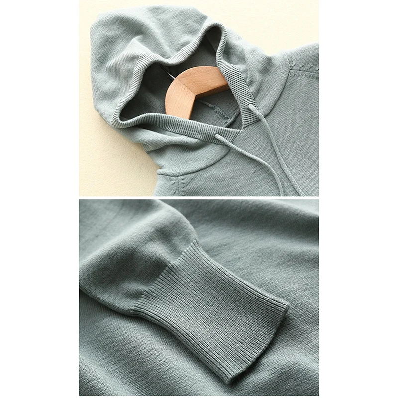 Женский вязаный пуловер с капюшоном шерстяной свитер ярких цветов джемпер для