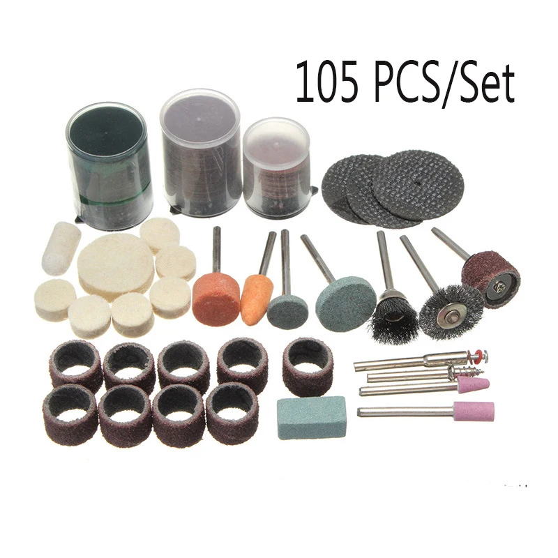

105pcs Rotary Tool Accessories 3.2mm Shank Diyer Sanding Grinding Polishing Cutting Engraving Bit Set for Dremel Mini Drill