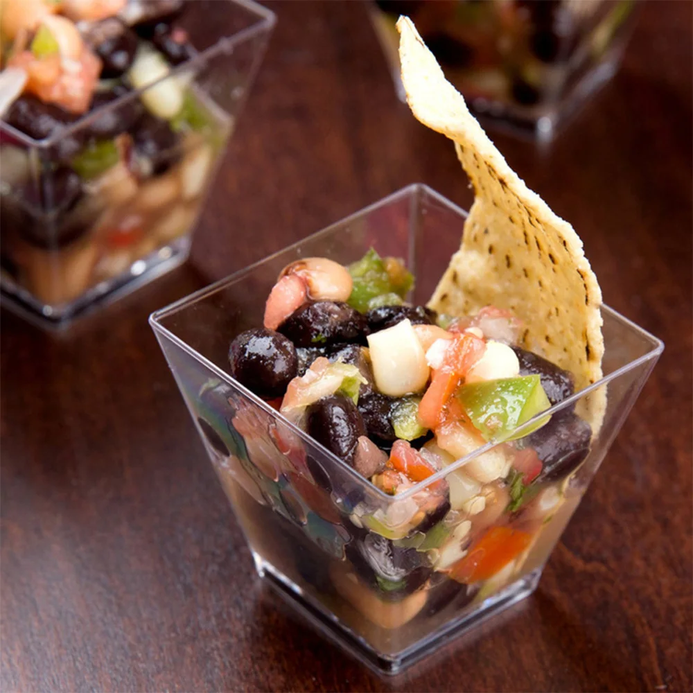 Квадратные мини десертные чашки 25/50 шт. 2 унции/60 мл кубик пластиковый поднос для