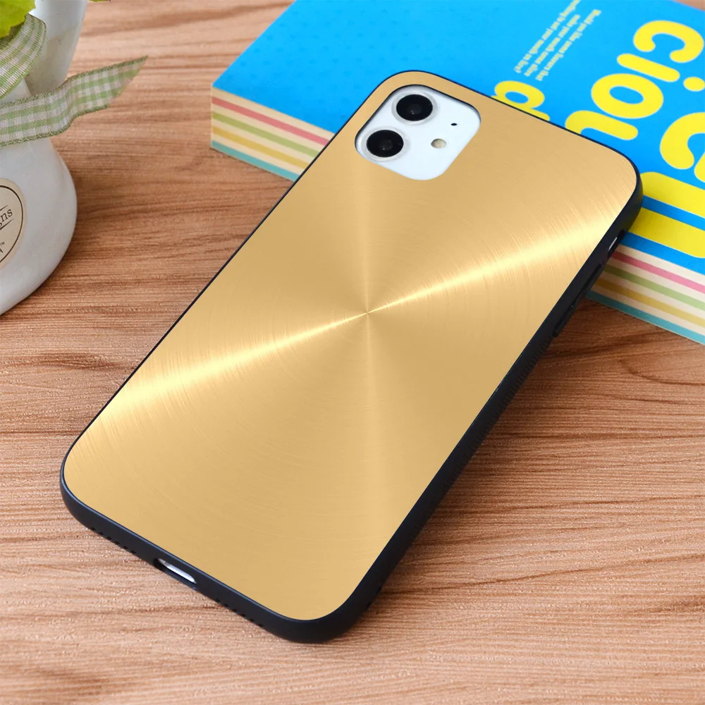 

For iPhone Gold Stainless Shiny Steel Metal Soft TPU border Apple iPhone Case