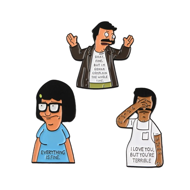 Все в порядке жалуясь Bob Pins Tina Мультяшные персонажи Броши Цитата отворот шпильки