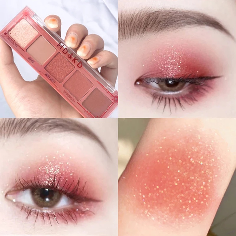 5 цветов Палитра теней для век косметический макияж матовые мерцающие блестящие