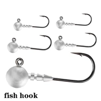 5pcslot jig head hooks 3 5g 5g 7g 10g 14g soft worm jig hook for fishing lure fish accessories reinforced high carbon steel
