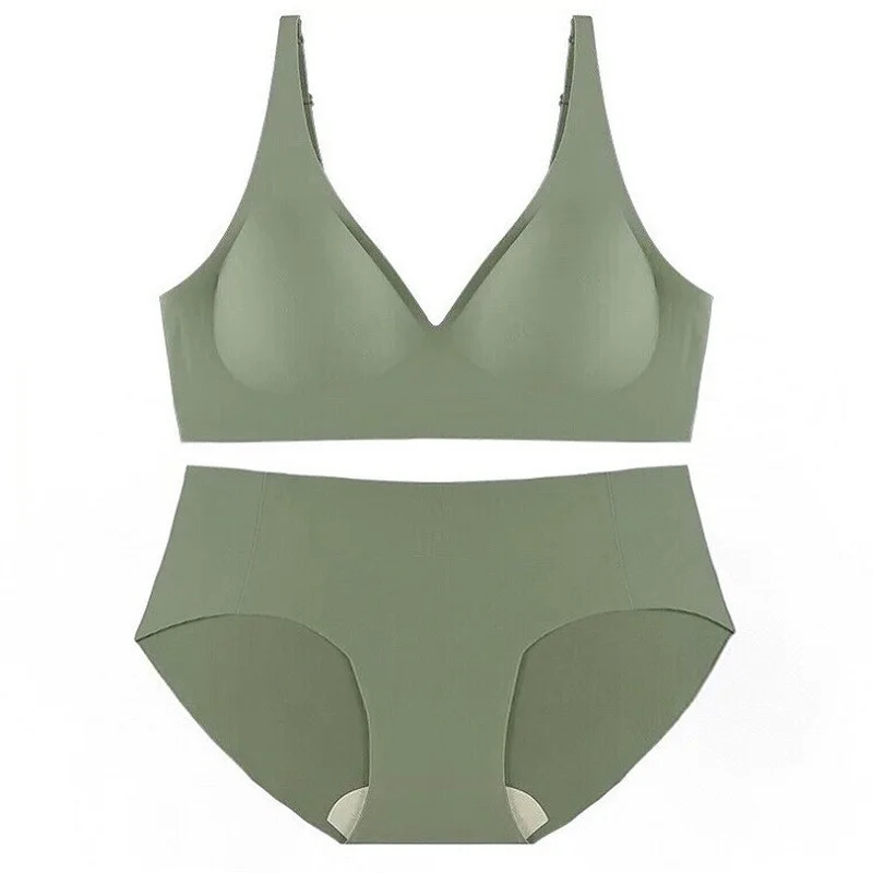 

Women's Underwear Thin Section Without Steel Ring Gathers Up Comfortable Adjustable Breast Bra Set Fox Gathered Bra Lingerie