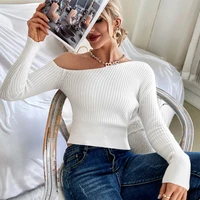 sexy womens knitted bottoms autumn 2021 fashion korean one line neck diagonal shoulder off shoulder sweater sweaters for women