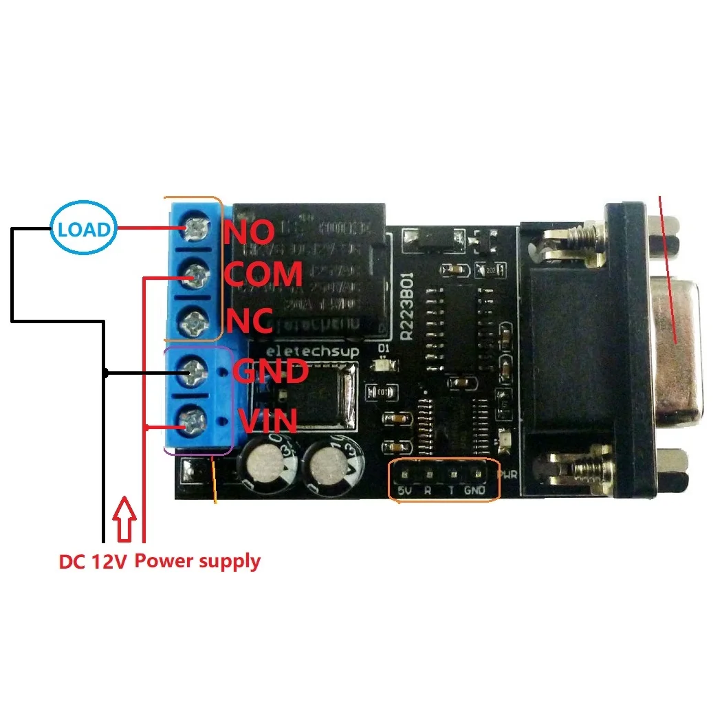 DC 12V PC COM DB9 RS232 реле задержки последовательного порта ARM MCU UART коммутационная плата