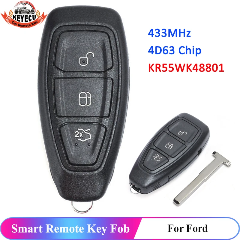 Пульт дистанционного управления KEYECU KR55WK48801 с 3 кнопками для Ford Focus C Max Mondeo Kuga Fiesta B