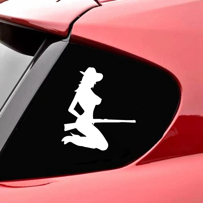 

CS30922# Die-Cut Vinyl Decal Woman with a Gun Car Sticker Waterproof Auto Decors on Car Body Bumper Rear Window