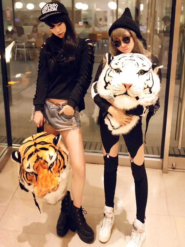 Рюкзак с имитацией головы тигра 3D женская повседневная дорожная сумка