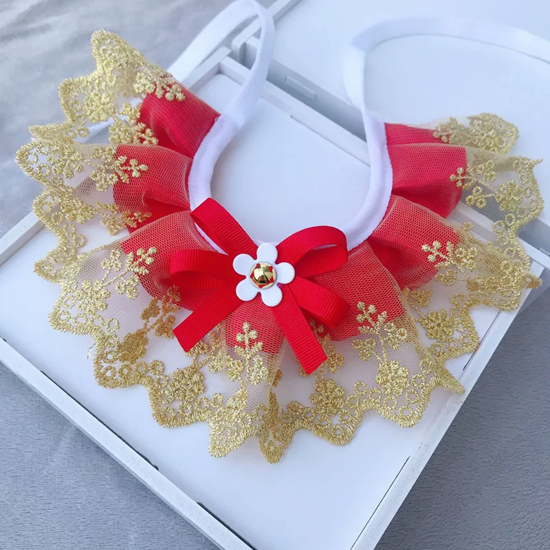 

Lovely Pet Collar Lace Bowknot Cute Necklace Puppy Collar Dog Cat Necklace Decor Collars For Small Dogs Kitten Neckerchief