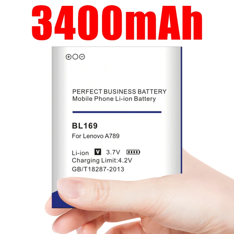 

3400mah Bl169 Bl-169 Battery for Lenovo A789 P70 S560 P800 Replacement Cell Phone Accumulator