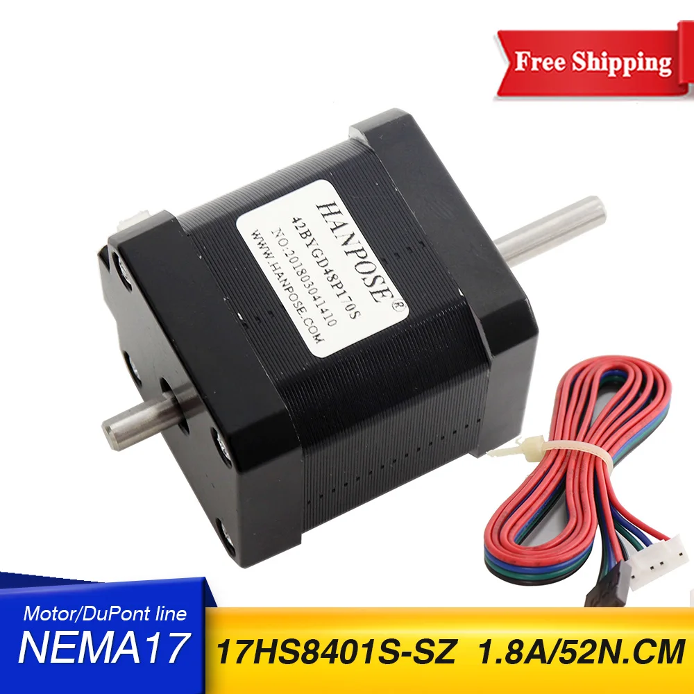 

1PCS double shaft motor 4-lead 42 motor 1.8A 52N.cm 17HS8401S-SZ nema17 stepper motor For 3D Printer Monitor Equipment