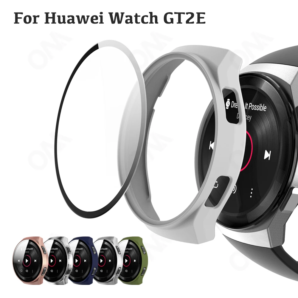 Matte Case for Huawei Watch GT 2E Bumper Case Cover With Tempered Glass Smartwatch 9H Screen Protector film For Huawei GT2E