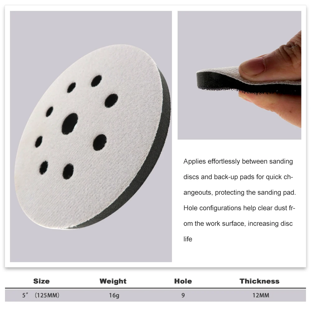 

Abrasive Cutting Sander Grinder 1pc Interface Pad Polishing 5 Hook Loop Sponge