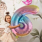 32 дюйма Радуга номер воздушный шар из фольги воздушные шары с изображением воздушных шаров градиентная расцветка; Высота Globos с украшением в виде короны Baby Shower День рождения украшения