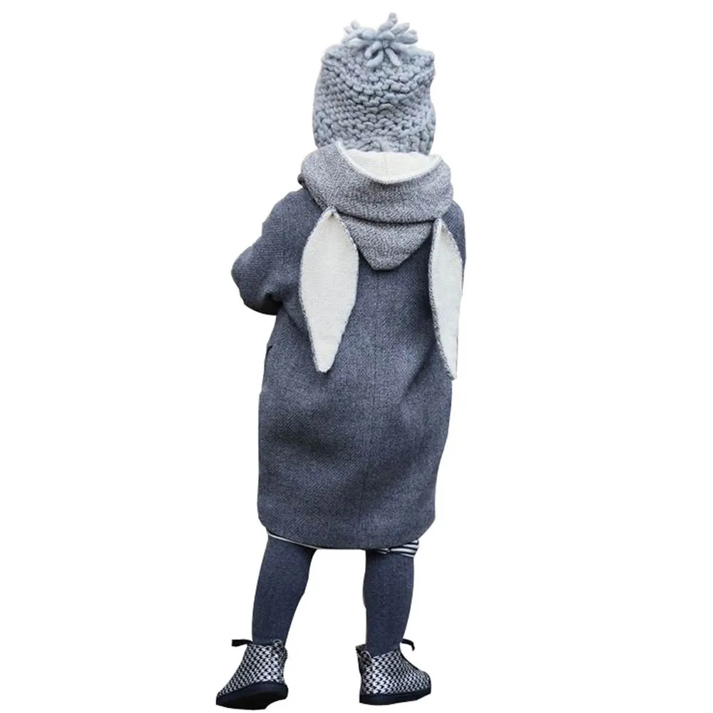 Cute Rabbit Ear Hooded Baby Coat Infant Autumn Winter Jacket Girl Thick Warm Clothes Wearing Coats Outwear | Детская одежда и