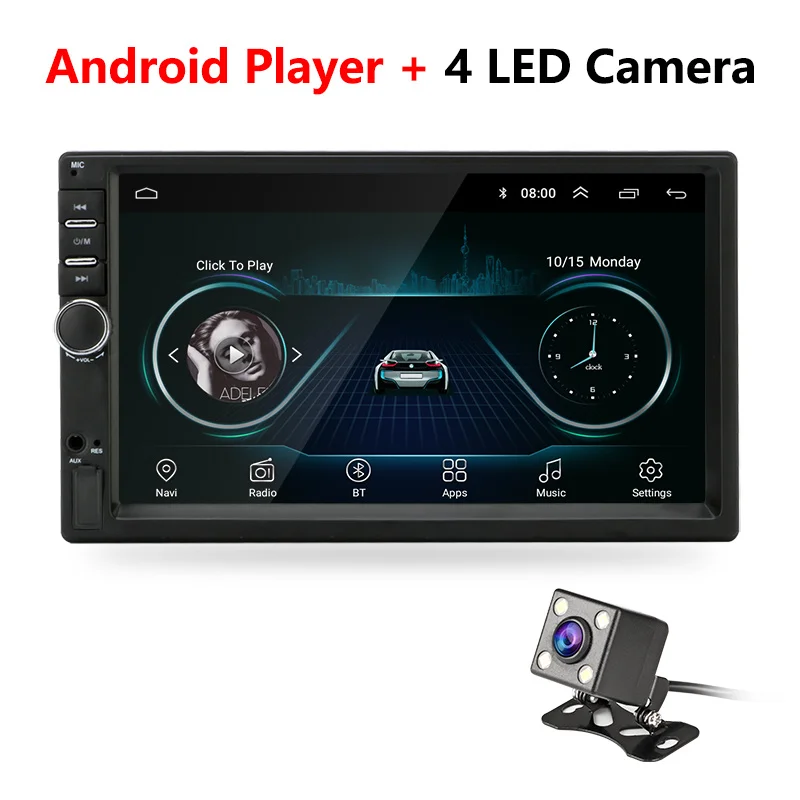 With 4 LED Camera Android 8,1 автомобильный Радио gps навигация Wifi 7 ''178*102 мм 2din мультимедийный плеер аудио для Nissan TOYOTA Kia RAV4 Honda VW hyundai - Цвет: With 4 LED Camera