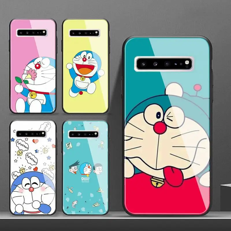 

Cartoon Doraemon Magic Cat Phone Case Glass For Samsung Galaxy S20 Ultra S10 S9 S8 S7 Plus Edge S10 E Lite Note Pro Cover