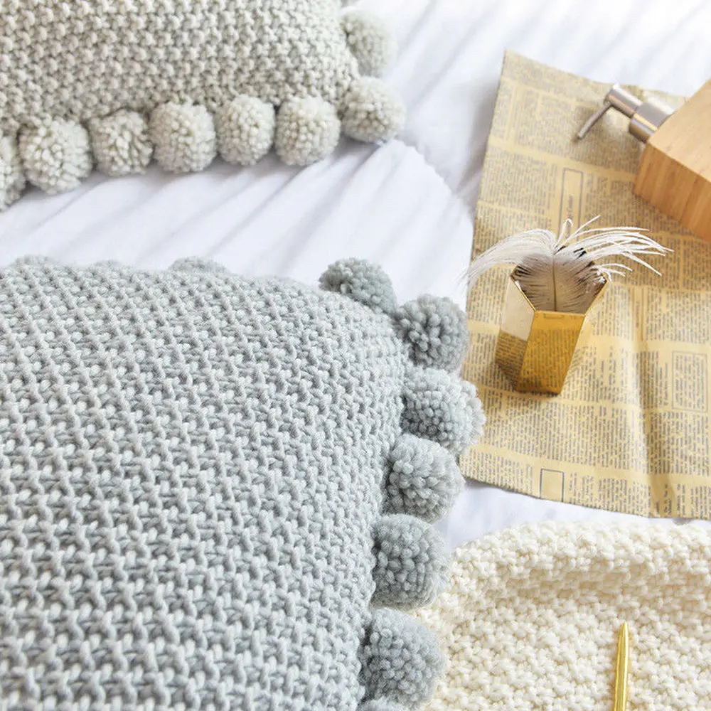 18 &quotакриловый вязаный квадратный декоративный Чехол на подушку милый плюшевый