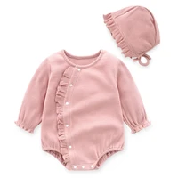 baby girl clothes newborn 100 cotton long sleeve romper jumpsuit and hat 2 piece clothes set princess infant outfits for spring