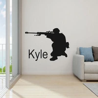 personalized boys room sticker soldier wall decal army wall decal sniper decal name wallpaper w5011