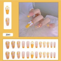 butterfly false nail tips patch detachable wearable with glue press on nails fake art tools accessories almond shape 24pcsbox