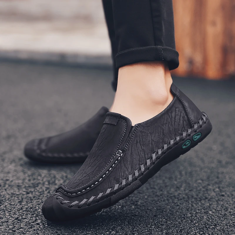 

CYYTL Fashion Shoes Men Leather Hiking Slip On Waterproof Sneakers Outdoor Walking Comfortable Casual Driving Loafers Moccasin