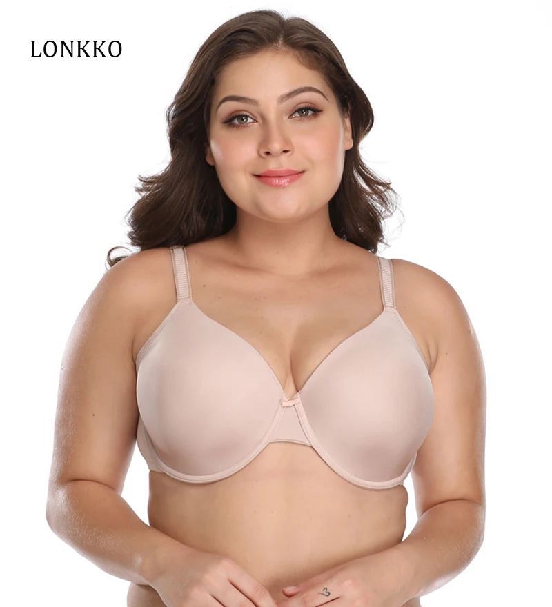 LONKKO C DD DDD E F G H I J Cup Plus Size For Women Ladies Breathable Underwear Female Fashion Push Up Bra Comfort Ultra Thin