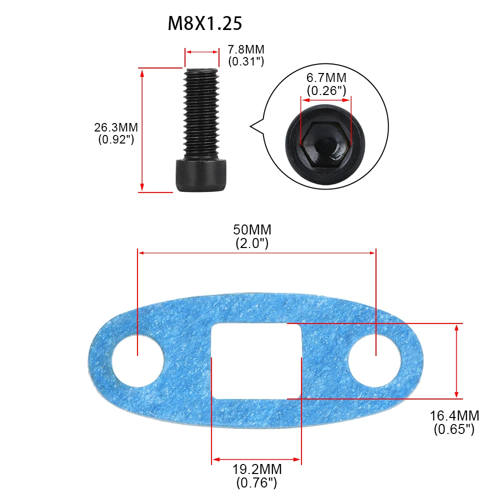 Фото LZONE - 1/2 NPT Женский Алюминиевый Масляный сливной турбо фланец T3 T4 T04 GT40 GT55 ODF-02 серебристый JR-OFG32 №4