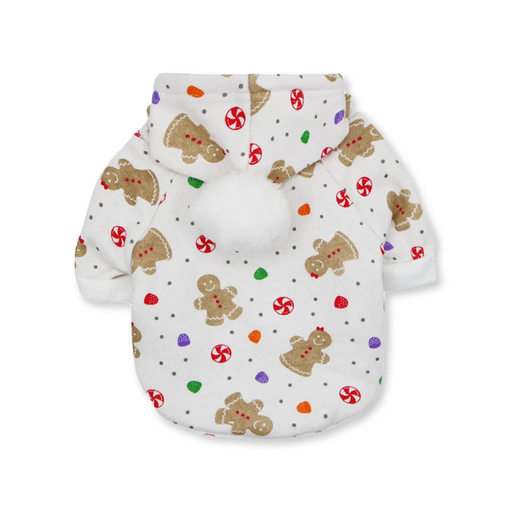 Зимняя одежда с капюшоном для собак куртка рисунком рождественского оленя