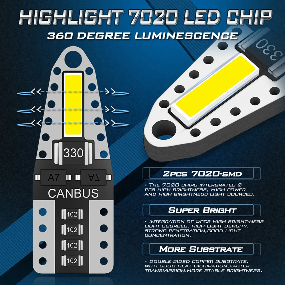 10x T10 лампочка для салона автомобиля W5W Led 2825 Светодиодная лампа чтения светильник