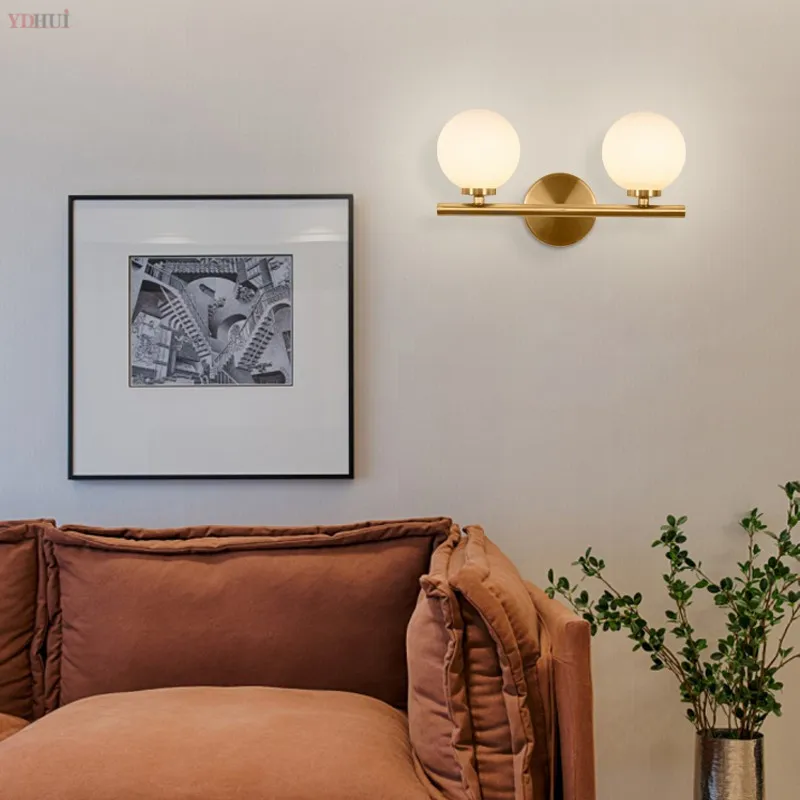 Nordic Modern LED Wall Lamps Molecular Glass Ball Lights for Living Room Bedroom Artistic Indoor Lighting Luminaire | Лампы и