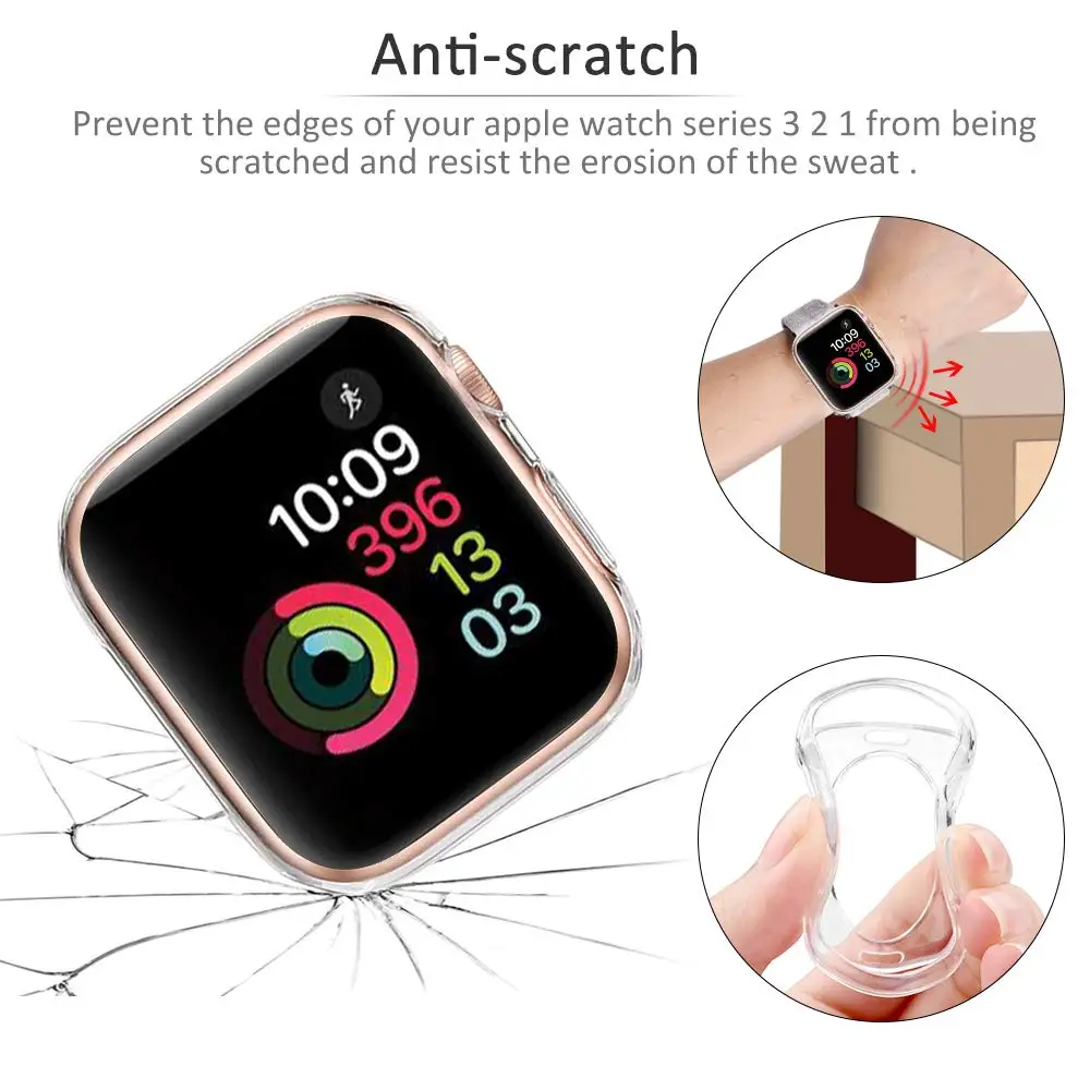 Защитный чехол для Apple Watch, версии 5/4/3/2/1 40 мм 44 к царапинам мягкий силиконовый чехол s для наручных часов iWatch, версия 3, 2, 42 мм, 38 мм