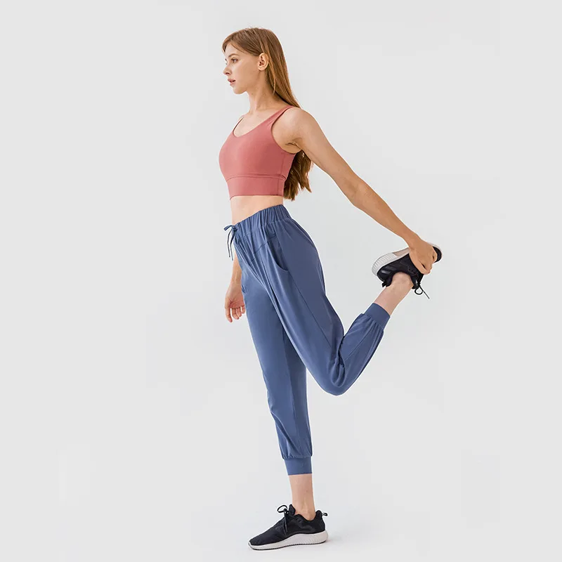 Lulu Women's Pants Leggings Gym Fitness Yoga Sport Tights Woman Clothing Breathable Loose Drawstring Jogging Seamless Leggings