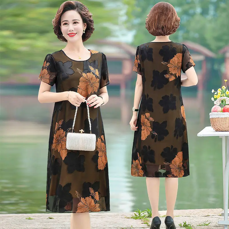 

Chiffon printed dress spring and summer 2021 new fashion women's temperament casual mid-length dress