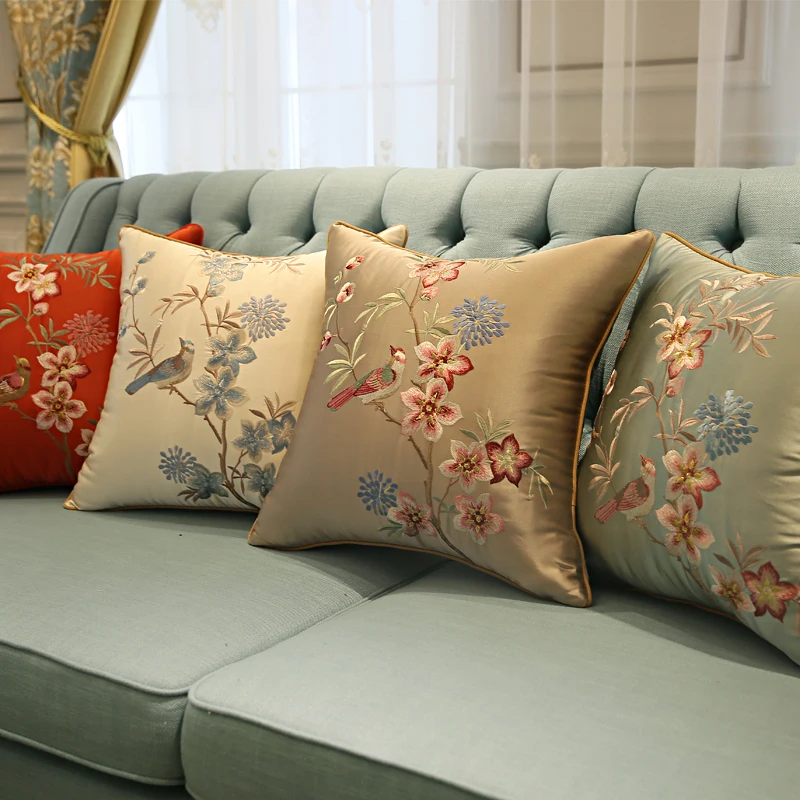 Бесплатная доставка Классическая вышивка синяя птица подушка с внутренней